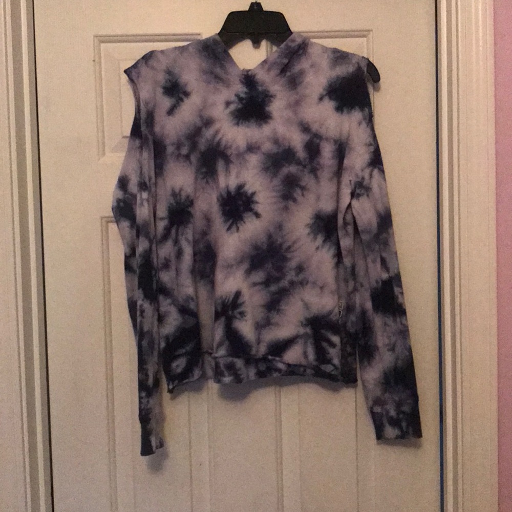 Justice Cold Shoulder Tie Dye Long Sleeve Hoodie